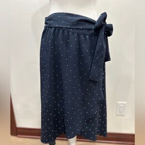 LOFT Outlet Navy High-Low Skirt with White Dots